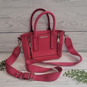 Madden NYC Mini Satchel Bag with Crossbody Strap - Pink.  8" X 7"